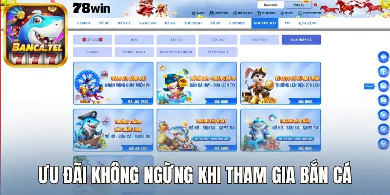 Ưu đãi không ngừng khi tham gia bắn cá